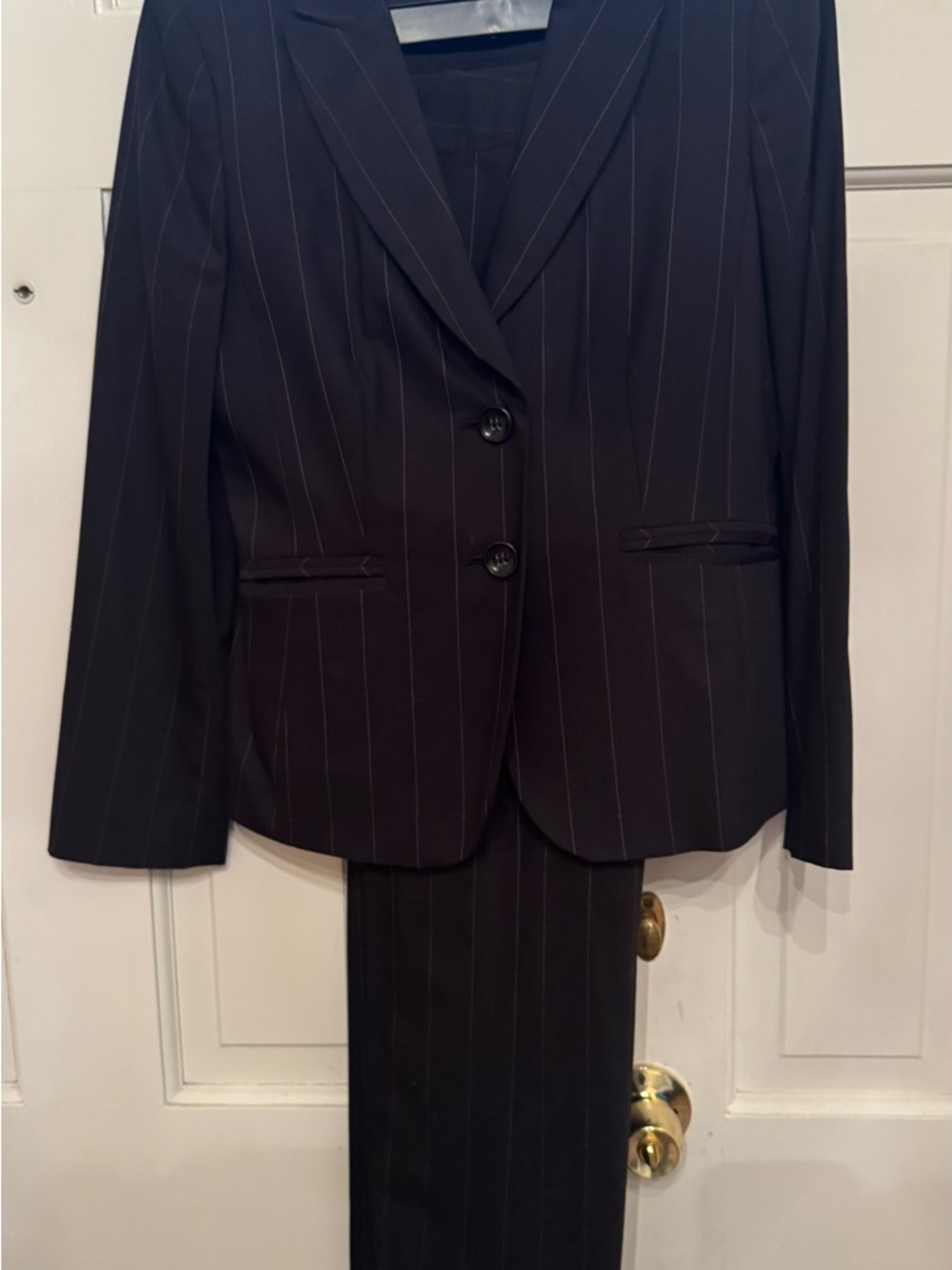Ann Taylor Black Pinstripe Women's Blazer and Trouser Suit